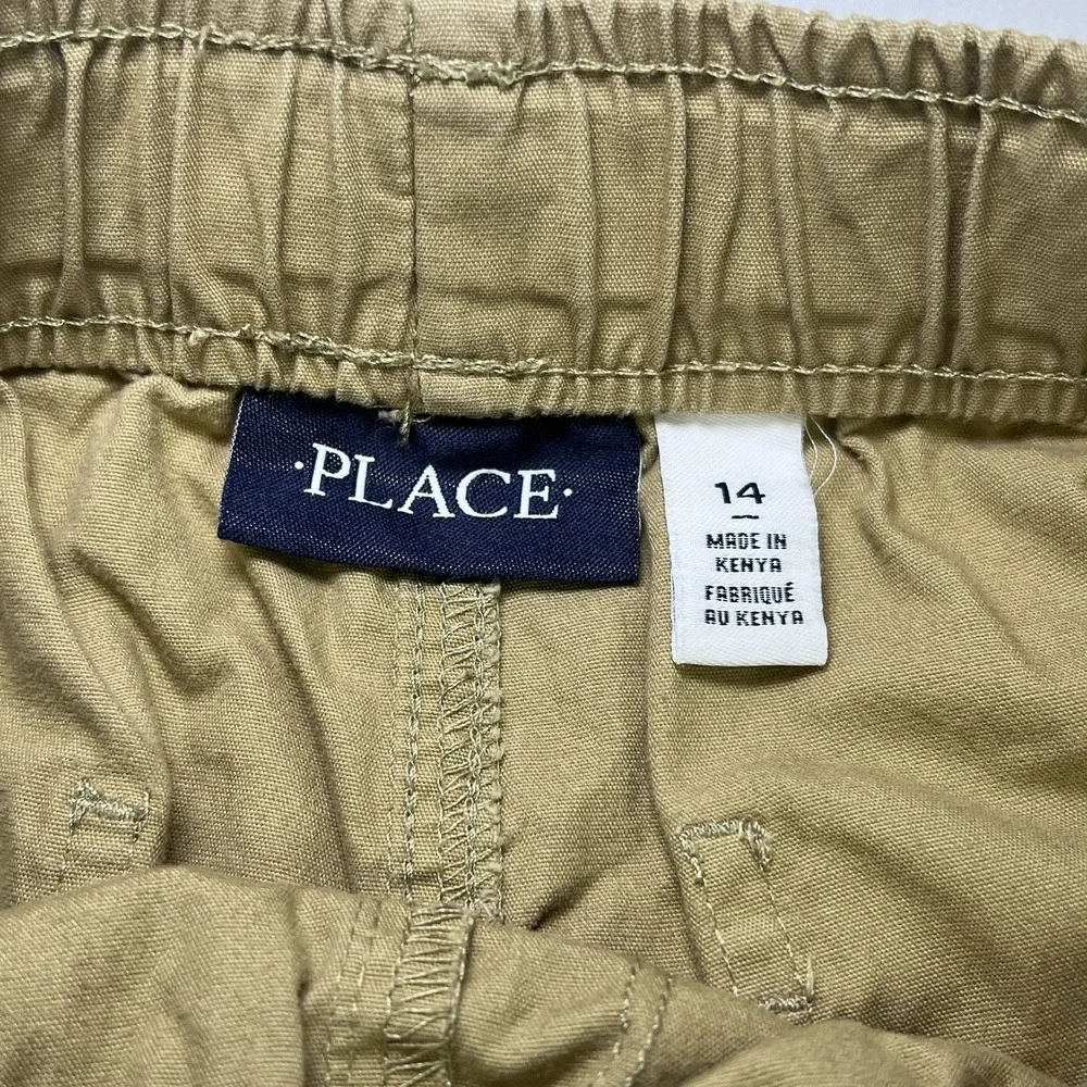 CHILDREN'S PLACE BOYS SIZE 14 KHAKI CARGO UNIFORM SHORTS ADJUSTABLE WAIST‎
